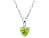 4/5 Carat (ctw) Peridot Heart Solitaire Pendant Necklace in Sterling Silver with Chain